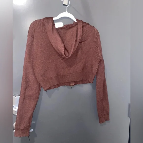 *SOLD* Daisy Street Brown zip up knit cardigan - Picture 3 of 5